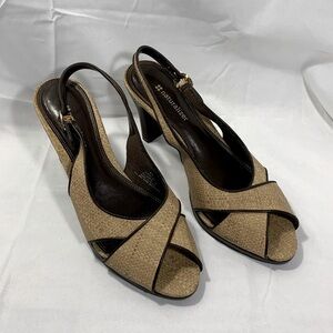 Naturalizer Camel Colored Heels With Dark Brown Trim